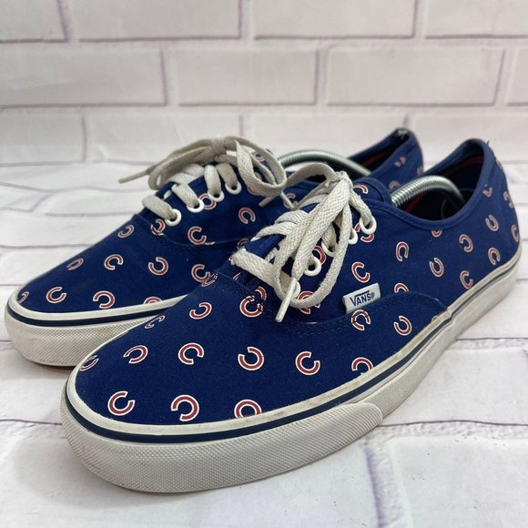VANS Authentic Canvas Skate Shoes MLB Chicago Cubs Print Design Baseball Sneaker - Picture 6 of 12